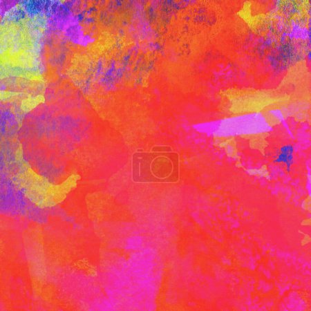 Photo for Abstract colorful background with watercolor washes of pink, red and orange colors - Royalty Free Image