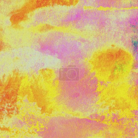 Foto de Fondo de patrón de acuarela colorido abstracto con colores amarillo y rojo y toques de colores rosa, azul y verde. - Imagen libre de derechos