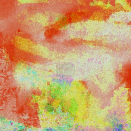 Téléchargez les photos : Motif aquarelle abstrait avec des tons jaune, rose, rouge et un soupçon de vert et bleu - en image libre de droit