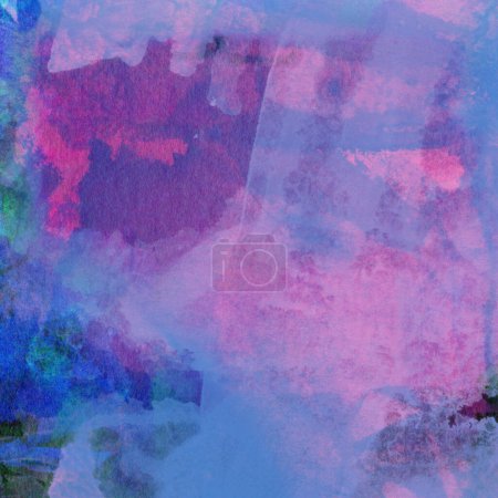 Photo for Watercolor pattern in messy style made with violet, blue and green colors - Royalty Free Image