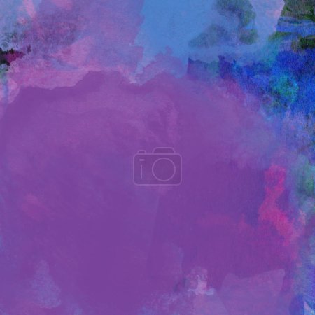 Foto de Patrón de acuarela en estilo desordenado hecho con colores violeta, azul y verde - Imagen libre de derechos
