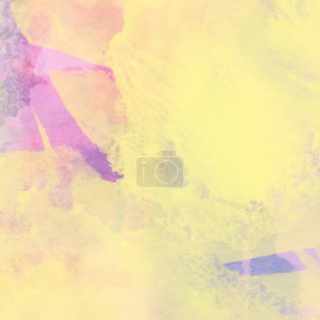 Photo for Watercolor background made with pastel yellow, blue and violet splashes. - Royalty Free Image