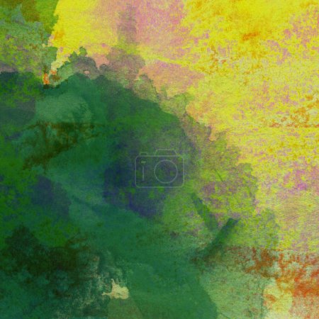 Photo for Watercolor design painted with yellow, green and purple colors. - Royalty Free Image