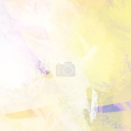 Téléchargez les photos : Fond aquarelle réalisé avec des éclaboussures jaune pastel, bleu et violet. - en image libre de droit