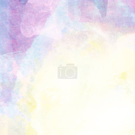 Photo for Watercolor background made with pastel yellow, blue and violet splashes. - Royalty Free Image