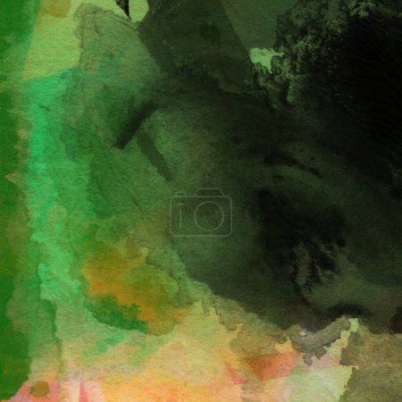 Foto de Fondo abstracto y creativo realizado con acuarelas en colores verdes y rosados polvorientos - Imagen libre de derechos