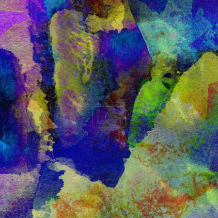 Photo for Watercolor background made with blue, green, yellow and pink colors. - Royalty Free Image