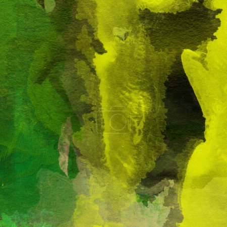 Photo for Simple watercolor background made with yellow and green splashes - Royalty Free Image