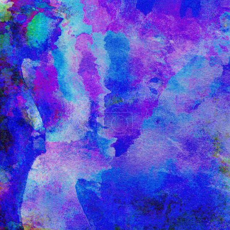 Photo for Creative abstract background made with watercolor paints in mixed violet and blue colors. - Royalty Free Image