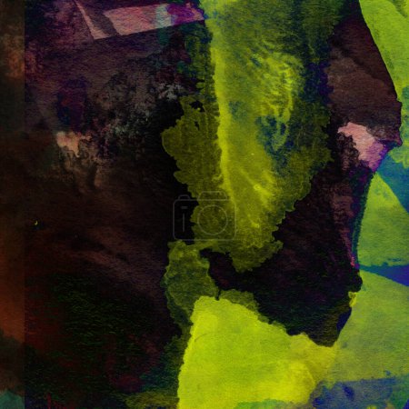 Téléchargez les photos : Fond abstrait Grunge réalisé avec des peintures aquarelles aux couleurs pourpre, jaune, vert et bleu. - en image libre de droit