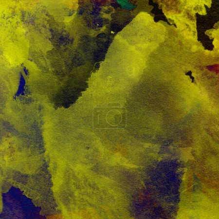 Foto de Fondo de acuarela colorido abstracto con lavados de colores amarillo y azul - Imagen libre de derechos