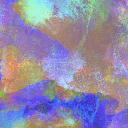 Photo for Grunge abstract background made with watercolor paints in purple, yellow, green and blue colors. - Royalty Free Image