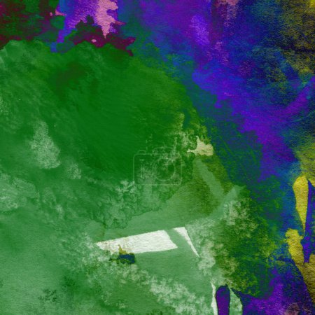 Foto de Fondo abstracto grunge realizado con acuarelas en colores púrpura, azul y verde. - Imagen libre de derechos