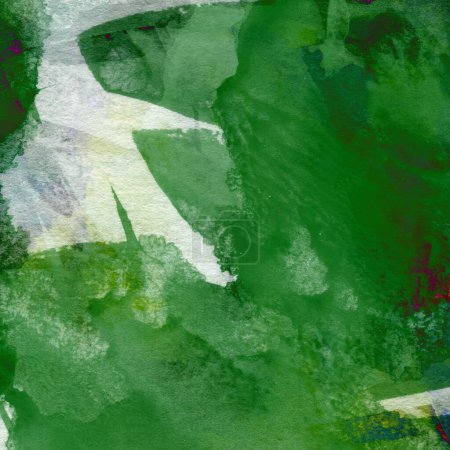Téléchargez les photos : Conception d'aquarelle abstraite avec différentes nuances de couleur verte et des notes de bleu - en image libre de droit