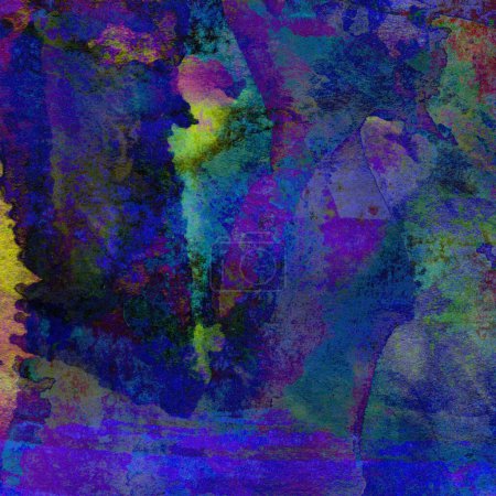Foto de Fondo abstracto grunge realizado con acuarelas en colores púrpura, azul y verde. - Imagen libre de derechos