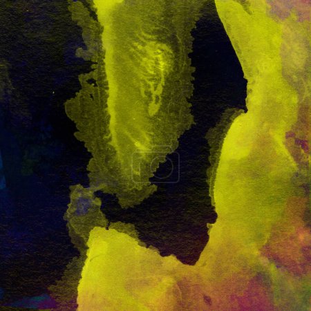 Foto de Fondo abstracto grunge realizado con acuarelas en colores amarillo y marrón. - Imagen libre de derechos
