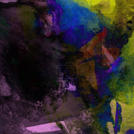Téléchargez les photos : Fond abstrait Grunge réalisé avec des peintures à l'aquarelle aux couleurs pourpre, bleu et vert. - en image libre de droit