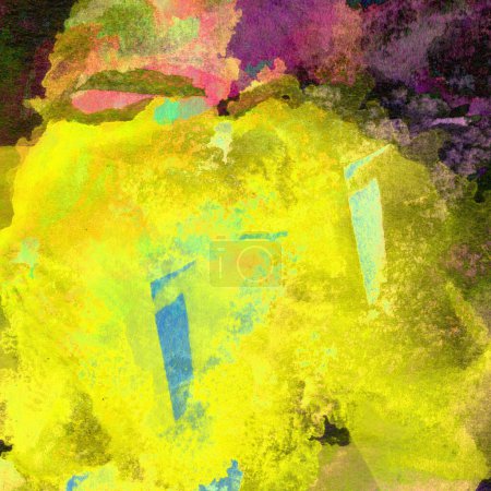 Téléchargez les photos : Grunge fond aquarelle avec des lavages de couleurs jaune, vert, bleu, violet et rose. - en image libre de droit