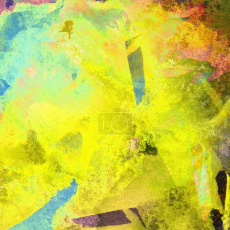 Téléchargez les photos : Grunge fond aquarelle avec des lavages de couleurs jaune, vert, bleu, violet et rose. - en image libre de droit