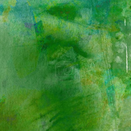 Foto de Diseño de acuarela abstracto con varios tonos de color verde y toques de azul - Imagen libre de derechos