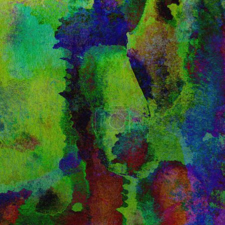 Photo for Stylish grunge watercolor background with washes of green, blue, purple and pink colors. - Royalty Free Image