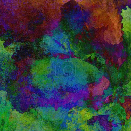Foto de Elegante fondo de acuarela grunge con lavados de colores verde, azul, púrpura y rosa. - Imagen libre de derechos
