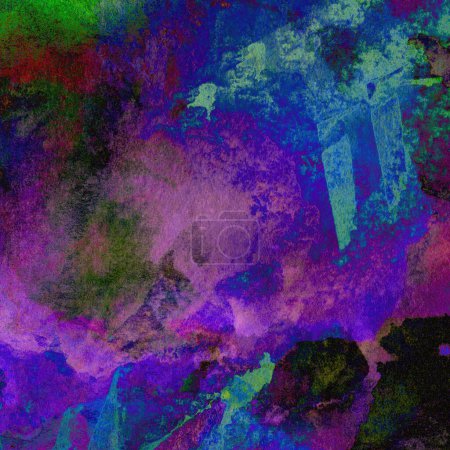 Photo for Stylish grunge watercolor background with washes of green, blue, purple and pink colors. - Royalty Free Image