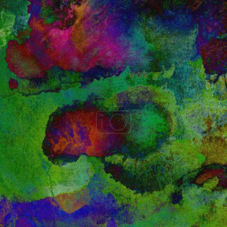 Téléchargez les photos : Fond d'aquarelle grunge élégant avec des lavages de couleurs vertes, bleues, violettes et roses. - en image libre de droit