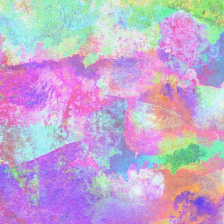 Photo for Watercolor background with washes of purple, blue, green, yellow and pink colors. - Royalty Free Image