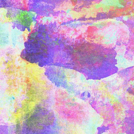 Photo for Watercolor background with washes of purple, blue, green, yellow and pink colors. - Royalty Free Image