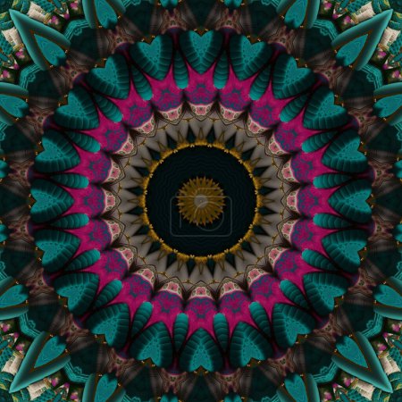 Foto de Esmeralda magenta mandala abstracto colorido fondo vista - Imagen libre de derechos