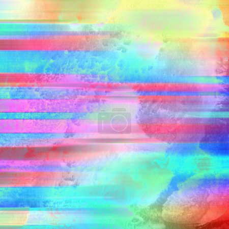 Photo for Watercolor stripes  background. Dusted Holographic Abstract Multicolored Background Photo Overlay, Screen Mode for Vintage Retro Looking, Rainbow Light Leaks Prism Colors, Trend Design Creative Defocused Effect, Blurred Glow Vintage - Royalty Free Image