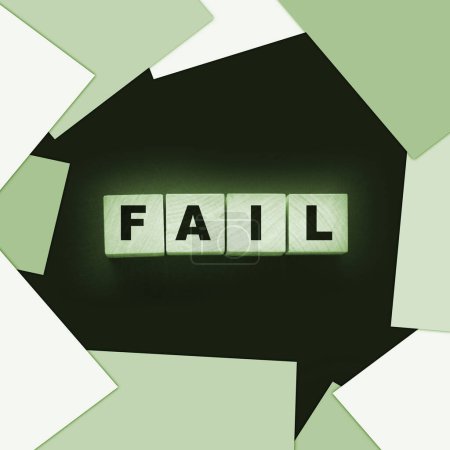 Photo for FAIL Word text Written In Wooden Cube blocks on black background. - Royalty Free Image