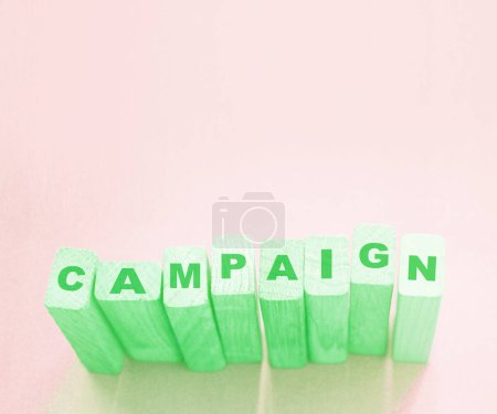 Photo for CAMPAIGN word made with building blocks. Marketing advertising smm targeting business concept. - Royalty Free Image