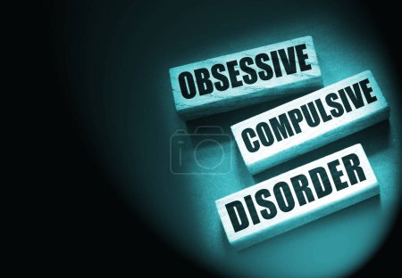 Photo for Obsessive Compulsive Disorder words on wooden blocks. Psychiatry psychological problem concept, OCD. - Royalty Free Image