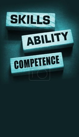 Photo for Skills ability competence words in wooden blocks concept. - Royalty Free Image