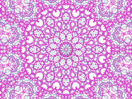 Foto de Mandala abstracto rosa y gris sobre fondo blanco. Diseño caleidoscópico único. - Imagen libre de derechos