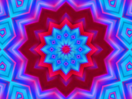 Téléchargez les photos : Néon lumineux mandala géométrique fantaisie fractale. Mandala graphisme. - en image libre de droit