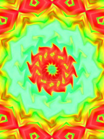 Neon glühende geometrische Mandala Fantasie fraktal. Mandala-Grafik.