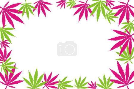 Téléchargez les illustrations : Cadre de feuilles de cannabis vert avec espace de copie utilisable au milieu
. - en licence libre de droit