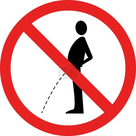 Illustration for Do not urinate sign or Pissing prohibited area. Forbidden Signs and Symbols. - Royalty Free Image