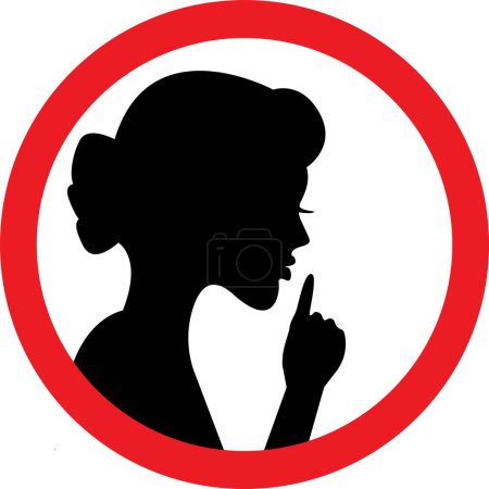 Illustration for Silence lady gesture sign. Forbidden signs and symbols. - Royalty Free Image