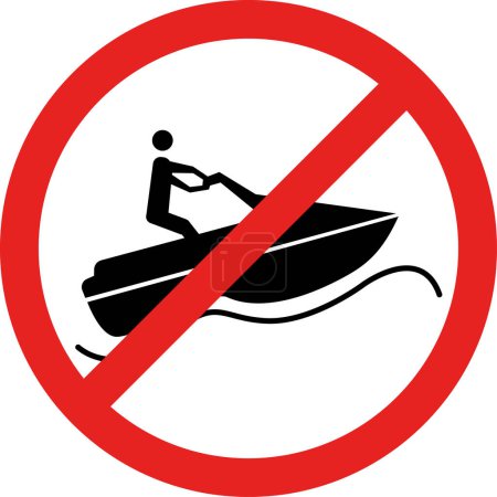 Illustration for Water bike prohibited sign. Forbidden signs and symbols. - Royalty Free Image
