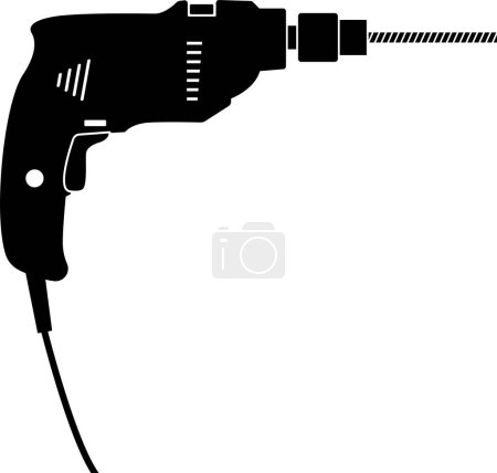 Illustration for Electric drill machine sign. Construction tools and equipment. - Royalty Free Image