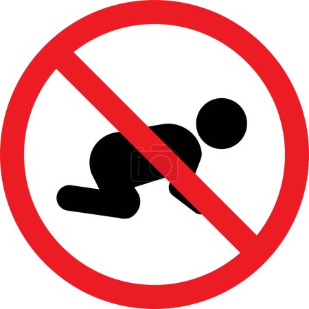 No crawling baby icon sign. Forbidden signs and symbols.