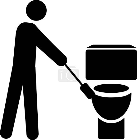 Homme nettoyage icône de toilette. Panneaux et symboles de toilettes.