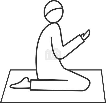 Muslim prayer icon. Man perform salah in a mat. Islamic signs and symbols.