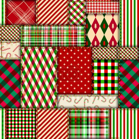 Seamless background pattern. Christmas Patchwork pattern. Vector image