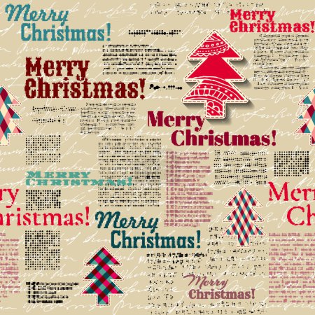 Seamless background pattern. Christmas retro newspaper pattern. Vector image