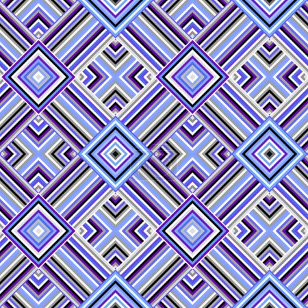 Téléchargez les illustrations : Image vectorielle sans couture. Petites lignes bleu aztèque motif chevrons. Texture des lignes régulières. - en licence libre de droit